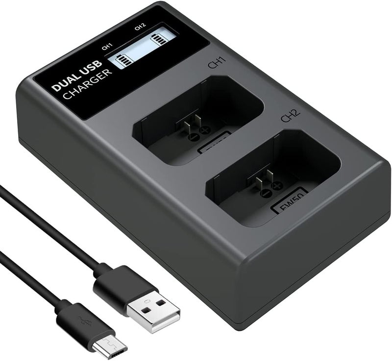 L & P NP-FW50 Battery Charger, LCD Dual Charger Compatible with Sony Alpha A6000, A6400, A6100, A6300, A6500, A5100, A7, A7 II, A7R, A7R II, A7R2, A7S, A7S II, A7S2, A5000, A3000, RX10, NEX-3/5/7 Series - Image 1
